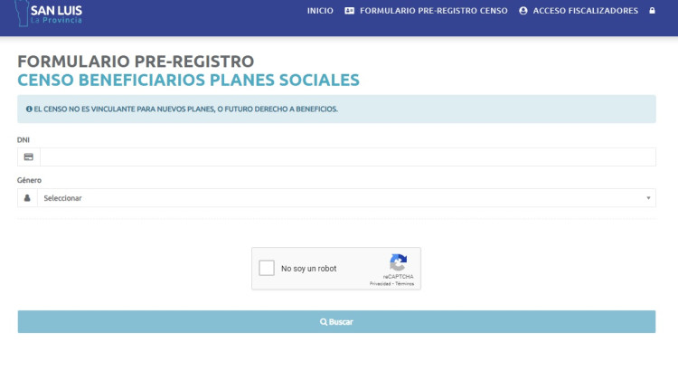 Los beneficiarios de planes sociales ya pueden completar el formulario online para el censo