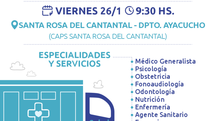 Profesionales de la medicina visitarán este viernes Santa Rosa del Cantantal