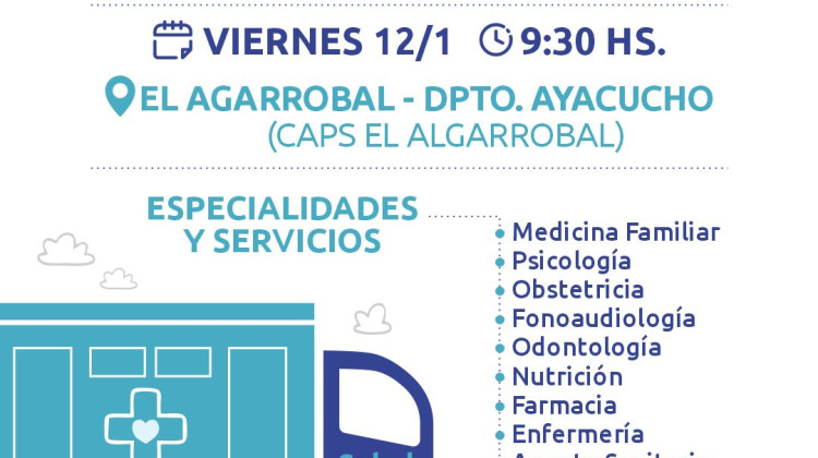 El camión sanitario llega este viernes 12 a El Algarrobal