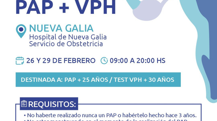 Nueva Galia se suma a la campaña de prevención con testeos de VPH y PAP gratuitos