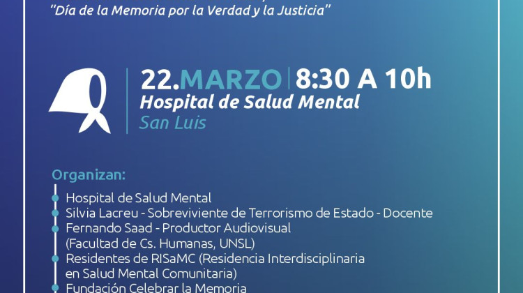 Con testimonios y obras artísticas, el Hospital de Salud Mental conmemorará el Día de la Memoria