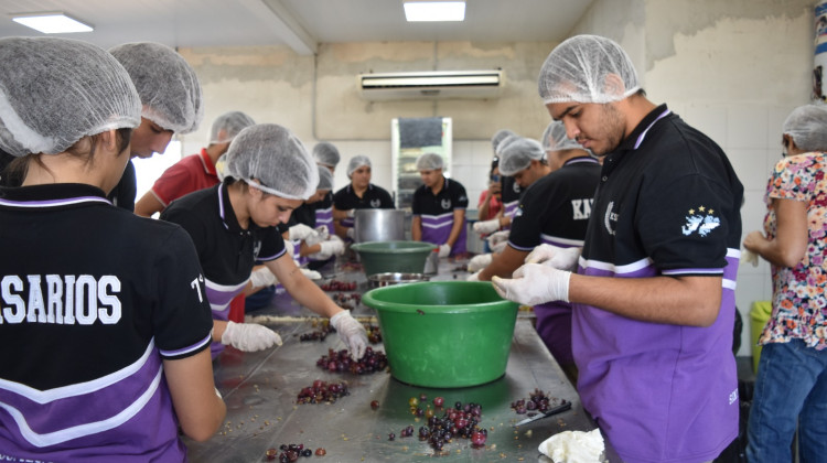 Estudiantes de la escuela agraria elaboraron dulce de uva en Sol Puntano
