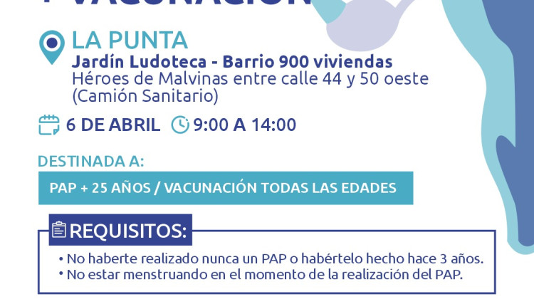 Fin de semana de prevención, con vacunas y PAP gratuitos en La Punta