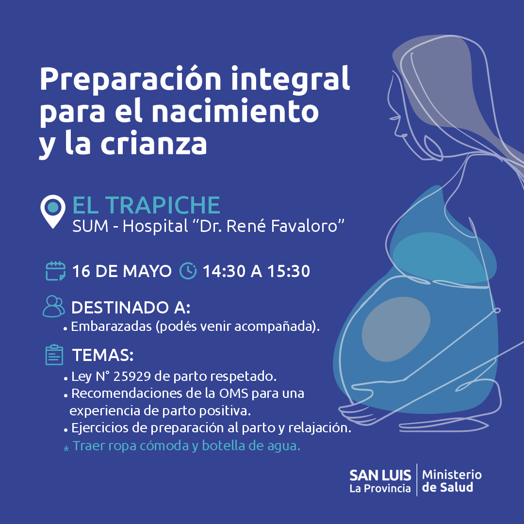 El Hospital de El Trapiche dicta un taller gratuito sobre nacimiento y crianza