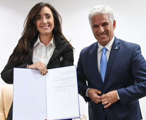 Poggi recibió en Casa de Gobierno a la vicepresidenta, Victoria Villarruel