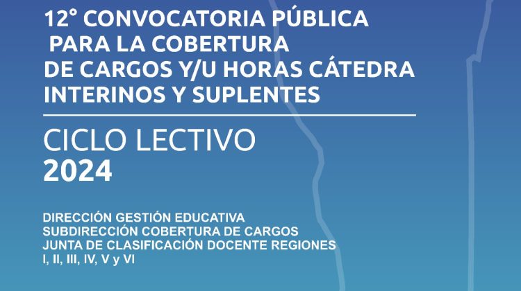 Publicaron la 12° Convocatoria Pública Abierta para la cobertura de cargos y horas cátedra