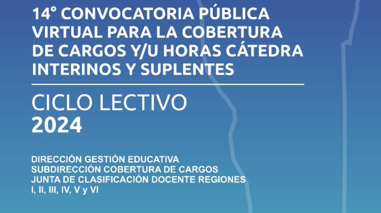 Se publicó la 14º convocatoria para la cobertura de cargos docentes y horas cátedra