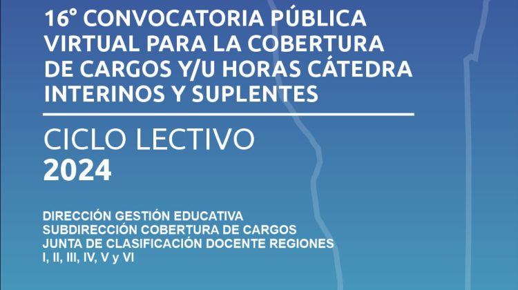 Publicaron la 16° convocatoria para la cobertura de cargos docentes y horas cátedra