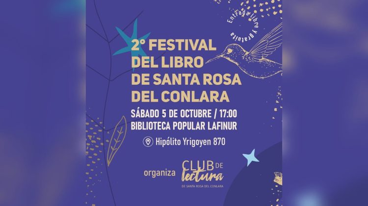 Realizarán el 2° Festival del Libro en Santa Rosa del Conlara