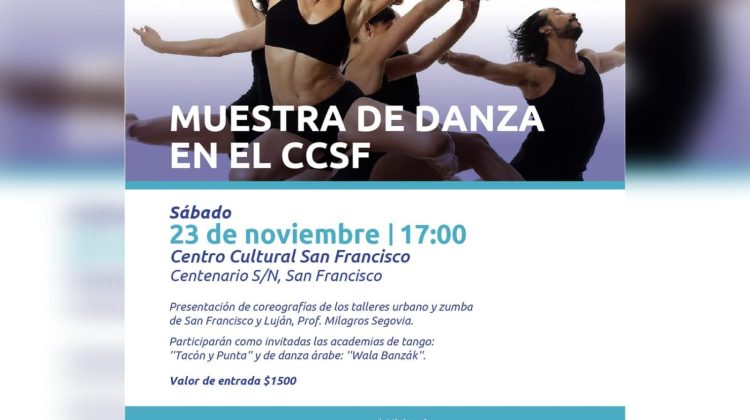 Realizarán una muestra de danza en el Teatro San Francisco