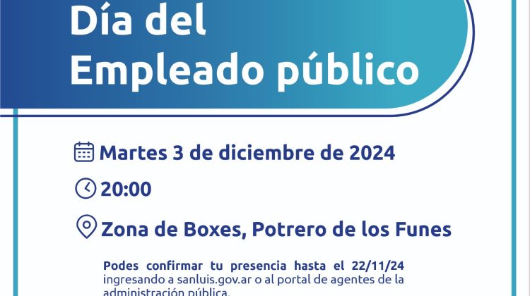 Hay tiempo hasta el viernes 22 para anotarse para la celebración del Empleado Público