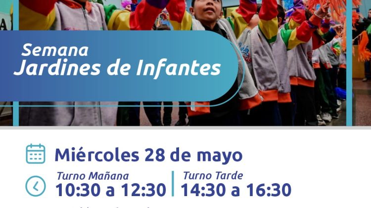 Realizarán  festejos por el Día de los Jardines de Infantes y la Maestra Jardinera