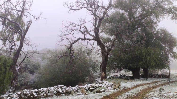 Sorpresa blanca: la nieve pintó los paisajes serranos de San Luis en primavera