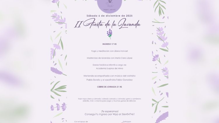 Invitan a participar de la 2° Fiesta de la Lavanda en Nogolí