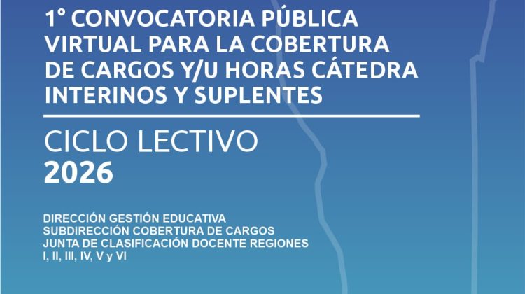 Publicaron la 1ª convocatoria para la cobertura de cargos docentes y horas cátedra 2026