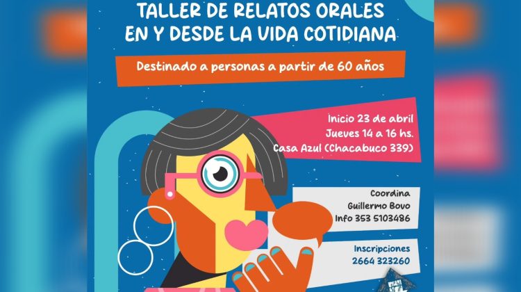 Dictarán el ‘Taller de relatos orales en y desde la vida cotidiana’ en Casa Azul