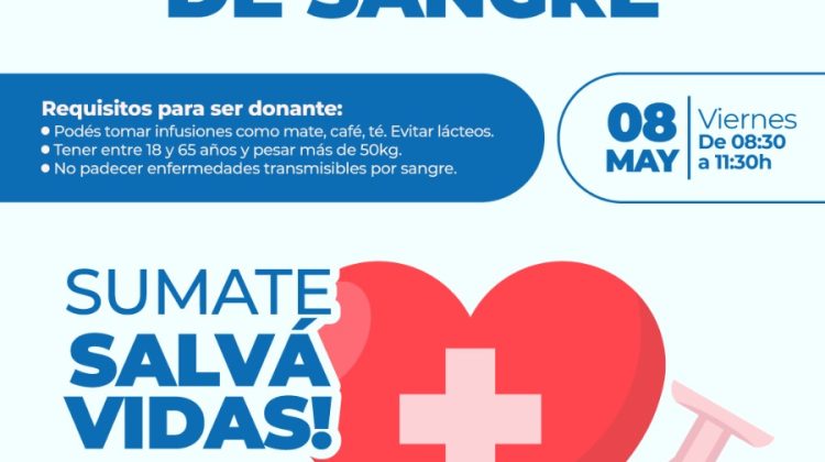 Invitan a la comunidad a participar de una nueva jornada de donación de sangre