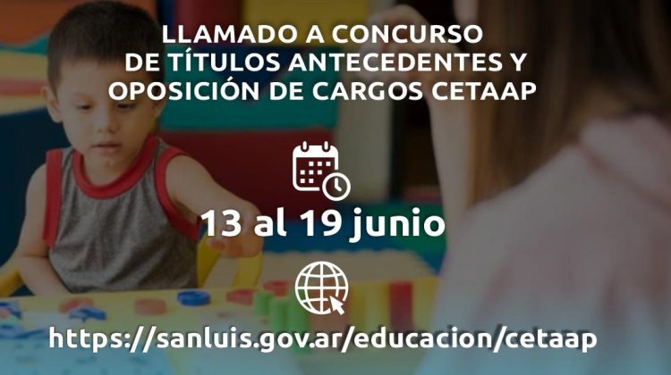 Concurso CETAAP: hasta este viernes 19 de junio estará abierta la inscripción para cubrir cargos