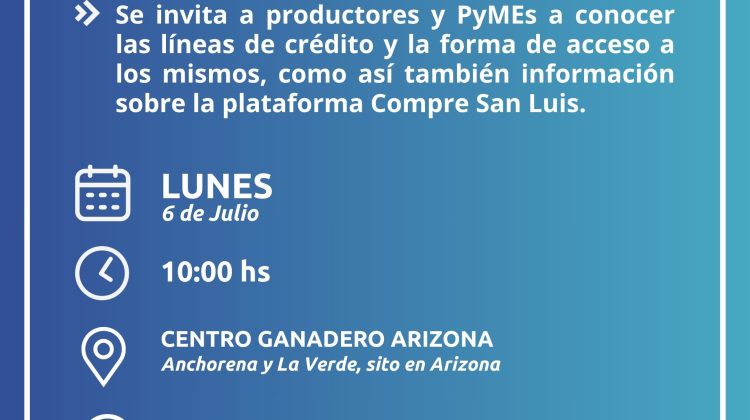 Invitan a participar del taller de difusión ‘Programas de crédito CFI y plataforma Compre San Luis’