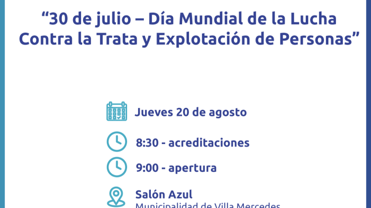 Realizarán una jornada de capacitación y concientización sobre trata y explotación de personas