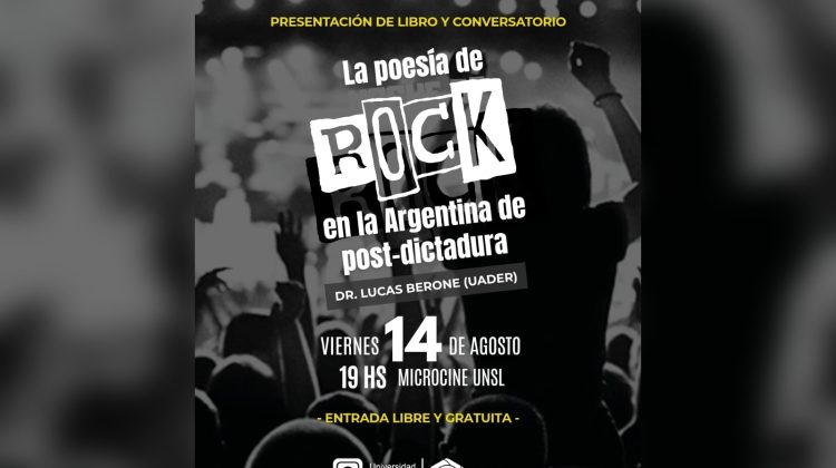 Invitan a la presentación del libro ‘La poesía de rock en la Argentina de post-dictadura’