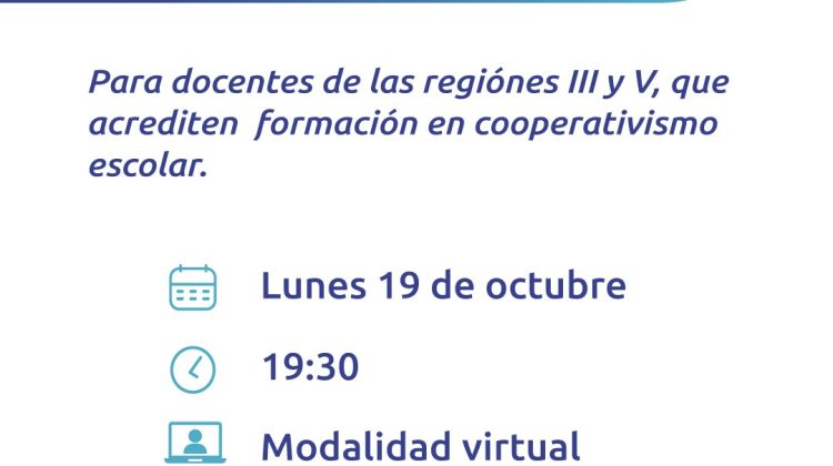 Dictarán una formación complementaria en cooperativismo escolar para las Regiones III y V
