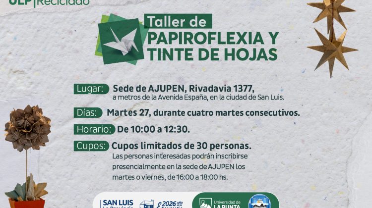 Los talleres de papiroflexia se extienden por San Luis de la mano de la ULP